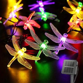 1pc Solar Dragonfly String Lights Waterproof 20 LEDs Dragonfly Fairy Lights Decorative Lighting For Indoor/Outdoor Home Garden Lawn Fence Patio Party