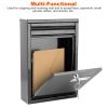 Wall Mount Mailbox Lockable Galvanized Iron Letter Post Box Locking Security Drop Box with 2 Keys for Outside Home Office - Black