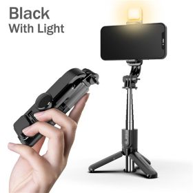 Mini Selfie Stick Tripode Movil Light Portabl Phone Stand Lamp Bluetooth Con Luz Palo Extensible Led Video Tripe Smartphone Aro - Black