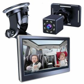 Car Infant Baby Infrared Night Vision Rearview Mirror - Black