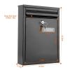 Wall Mount Mailbox Lockable Galvanized Iron Letter Post Box Locking Security Drop Box with 2 Keys for Outside Home Office - Black