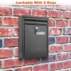 Wall Mount Mailbox Lockable Galvanized Iron Letter Post Box Locking Security Drop Box with 2 Keys for Outside Home Office - Black