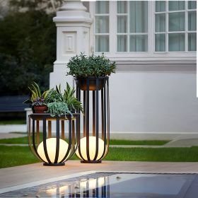 Outdoor Solar Power LED Plant Stand, Waterproof Outdoor Floor Lamp, Outdoor Garden Table, Side Table